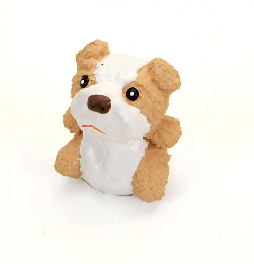 Latex Tan And White Bulldog Dog Toy, No Color, 3"