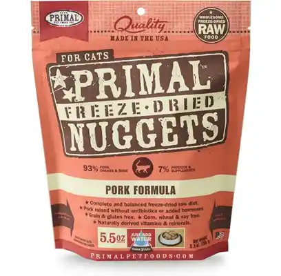 Freeze-dried Nuggets Grain Free Pork Formula Complete Diet Cat Food 5.5-oz