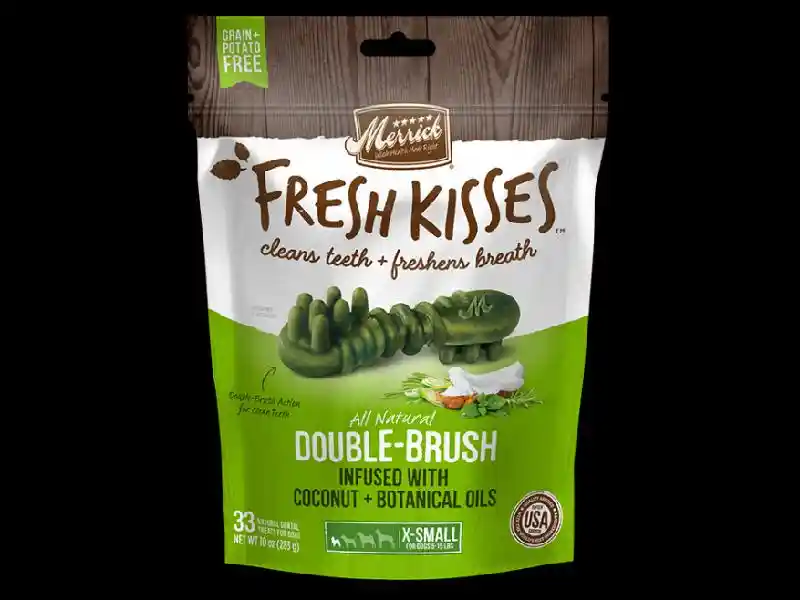 Fresh Kisses Double-brush Coconut Oil & Botanicals Small Grain-free Dental Dog Treats Xs Dog - 33 Co