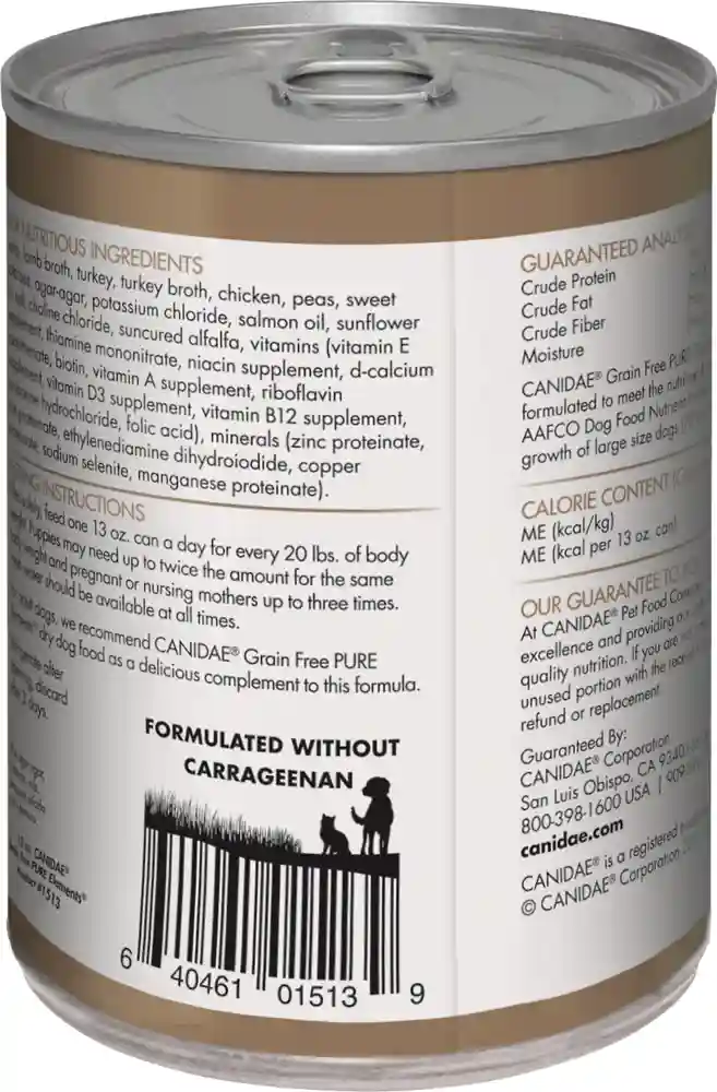 Grain-free Pure Elements Lamb, Turkey & Chicken Formula Canned Dog Food 13.2-oz