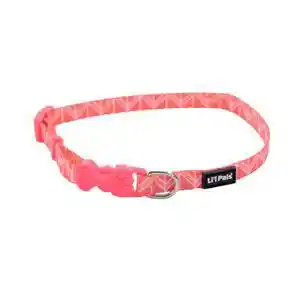 Adjustable Patterned Dog Collar, Pink Tribal Chevron, 3/8" X 08"-12"