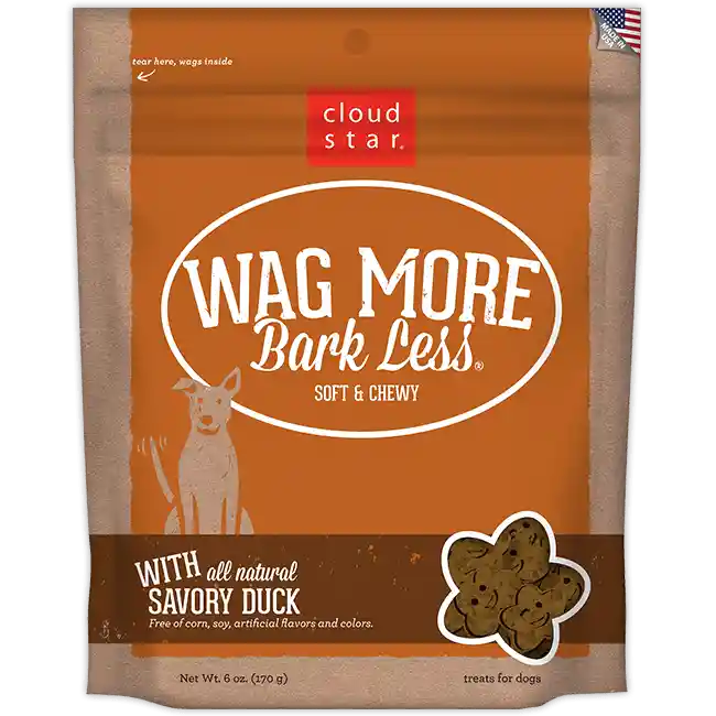 Wag More Bark Less Soft & Chewy Savory Duck Dog Treats 6-oz