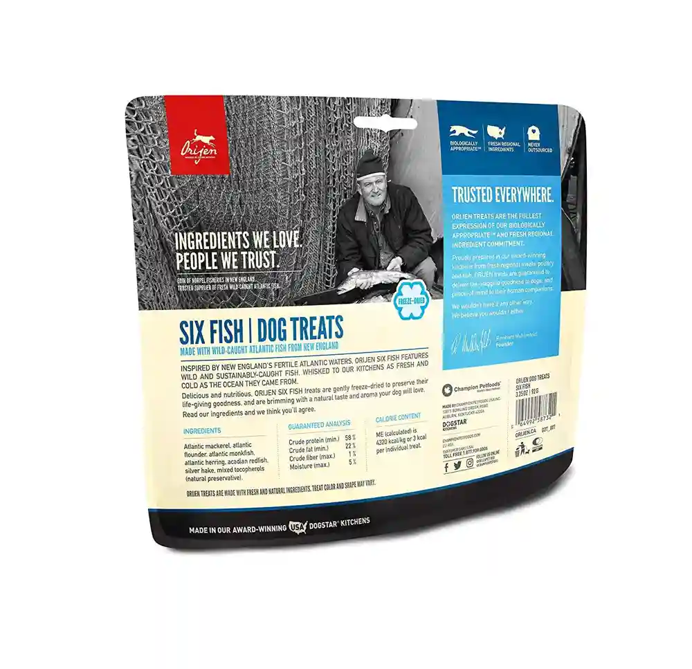 Freeze-dried Dog Treats, Six Fish, Biologically Appropriate & Grain Free 1.5-oz
