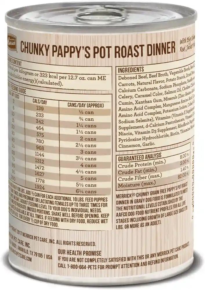 Chunky Grain-free Pappy's Pot Roast Dinner Canned Dog Food 12.7-oz