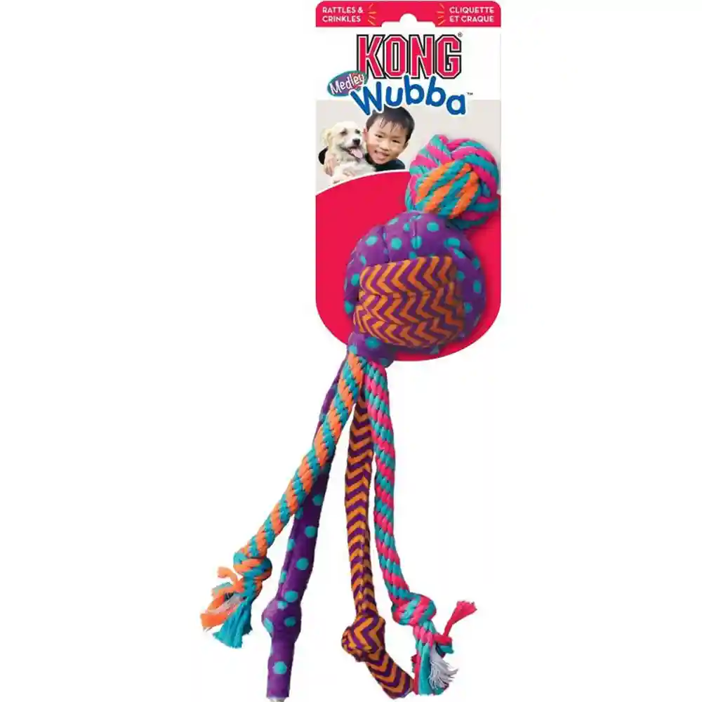 Kong Wubba Mdly Dog Toy Asst Sm