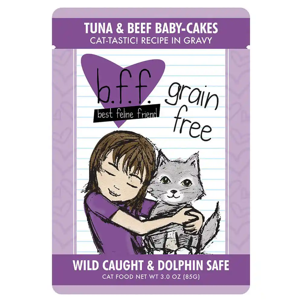 Bff Tuna & Beef Baby Cakes Recipe Pouches Wet Cat Food 3-oz