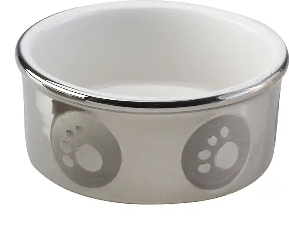 Stoneware Paw Print Titanium Dish 7"