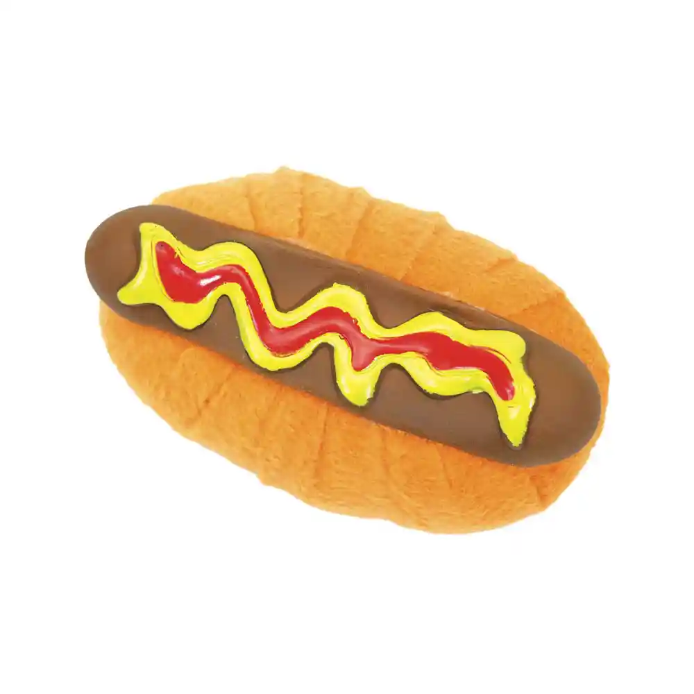 Plush And Vinyl Dog Toy, Hot Dog, 4.5"