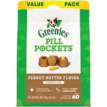 Pill Pockets Capsule Size Dog Treats Peanut Butter - 15.8oz Pouch