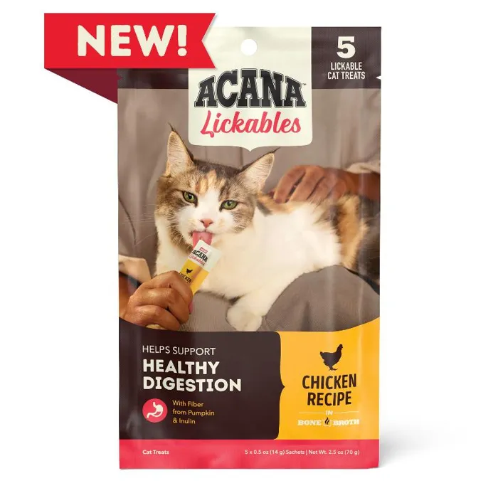 Acana Cat Lickables Chicken 5ct Treat 2.5oz 10/cs 6cs=mc