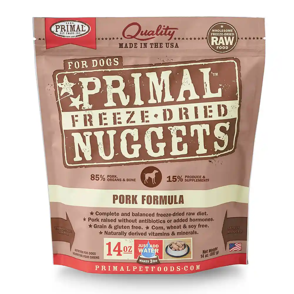 Freeze-dried Nuggets Grain Free Pork Formula Complete Diet Dog Food 14-oz