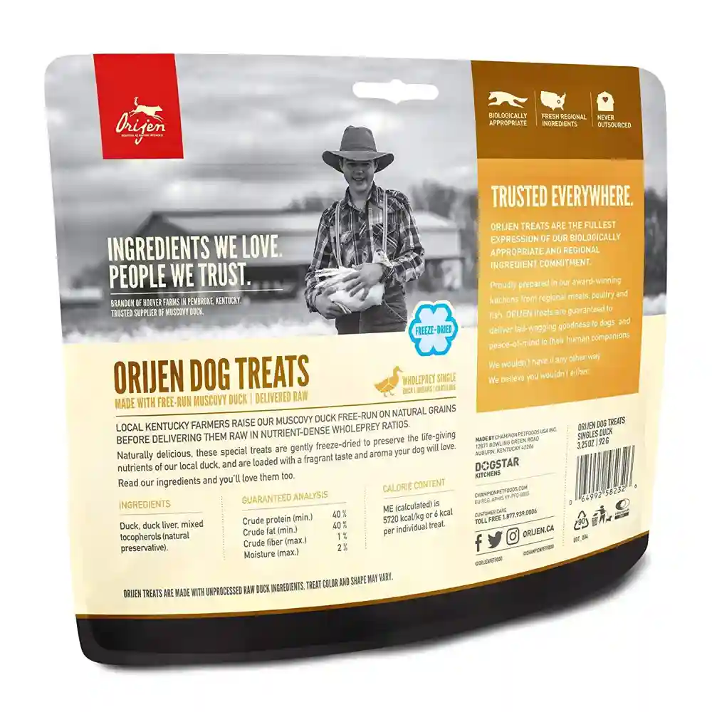 Freeze-dried Dog Treats, Free-run Duck, Biologically Appropriate & Grain Free 3.25-oz