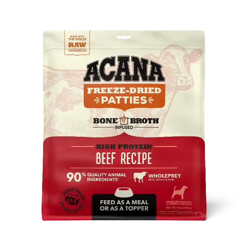 Acana Ranch-raised Beef Recipe Patties Grain-free Freeze-dried Dog Food & Topper 14-oz