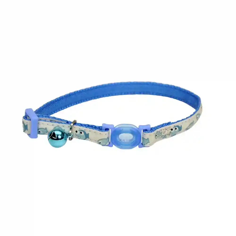 Glow In The Dark Adjustable Breakaway Collar - Glowing Blue Fish 3/8" X 8" 12"