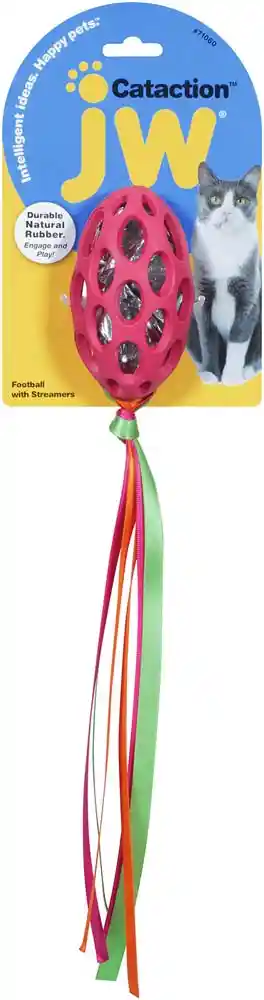 Jw Pet Cat Football With Streamers Toy