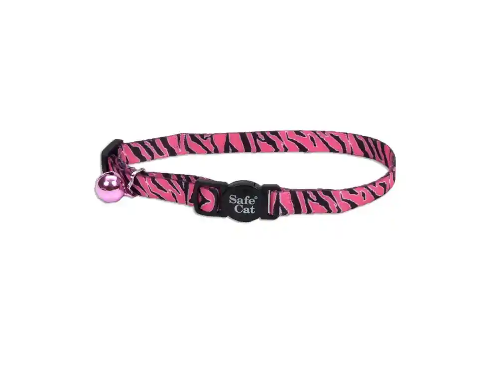 Fashion Adjustable Breakaway Cat Collar, Pink Zebra, 3/8" X 08"-12"