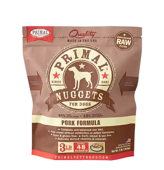 Raw Frozen Canine Pork Formula Nuggets Dog Food 6-lb