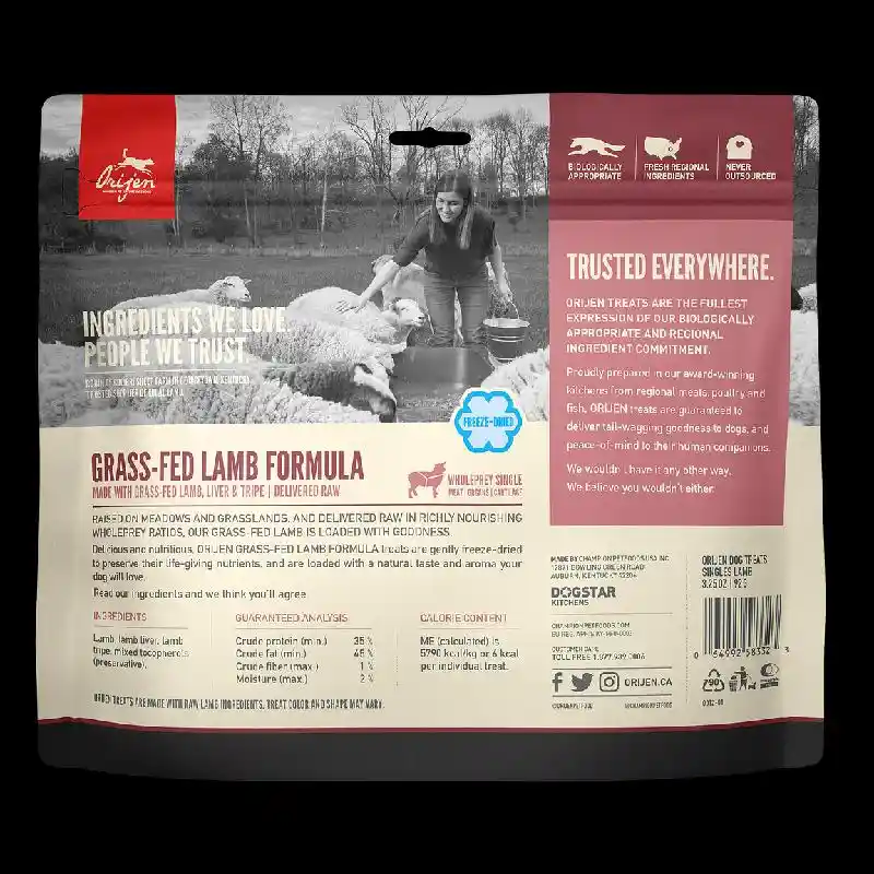 Freeze-dried Dog Treats, Grass-fed Lamb, Biologically Appropriate & Grain Free 3.25-oz