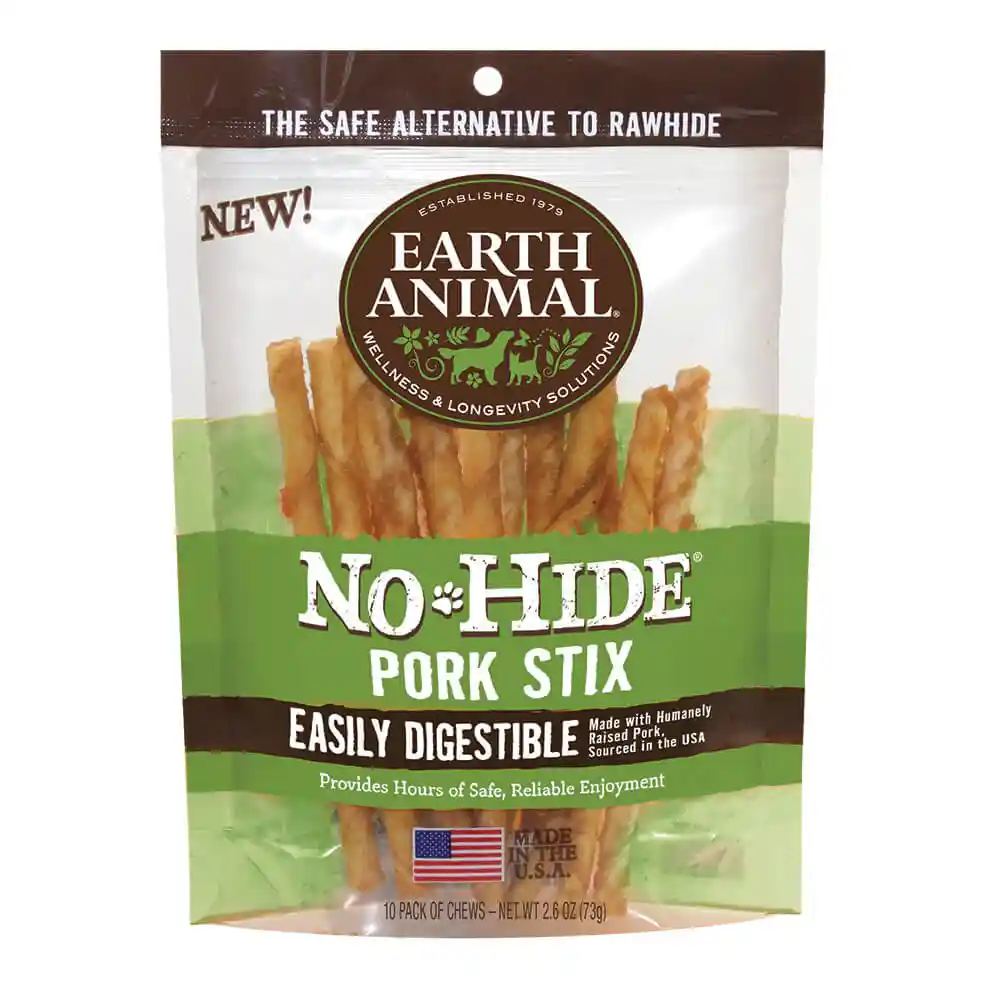 No-hide Easily Digestible Rawhide Alternative Pork Flavor Dog Chews Small - 10-pack