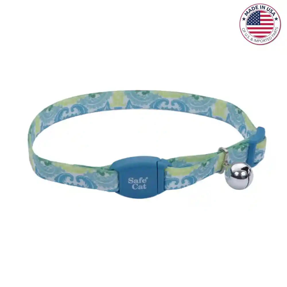 Adjustable Breakaway Cat Collar With Magnetic Buckle - Teal Peacock 3/8" X 8" 12"