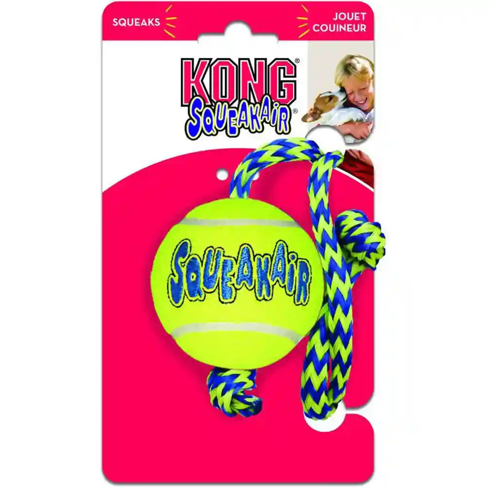 Kong Dog Squeaker Ball With Rope Medium