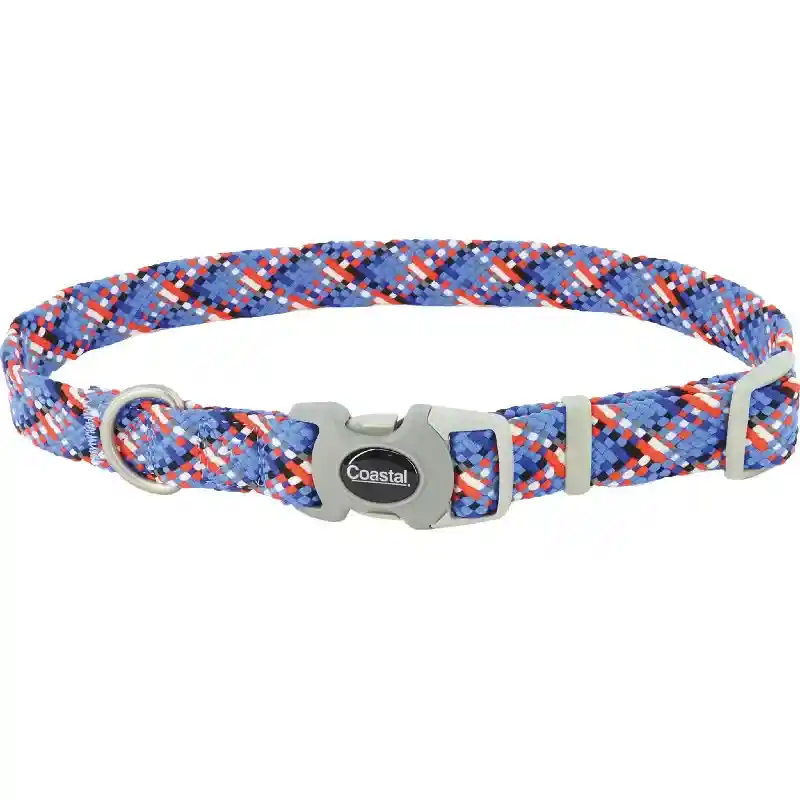 Pro Active Adjustable Woven Reflective Dog Collar Cobalt Crossed 5/8 X 8-12-in