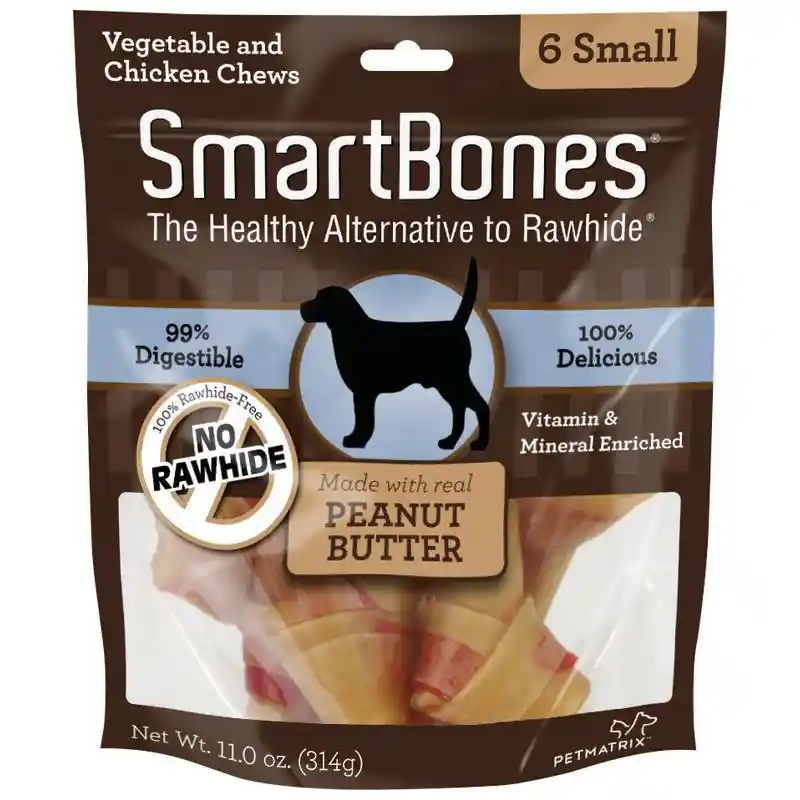 Peanut Butter Small Chew Bones Dog Treats 6-pack