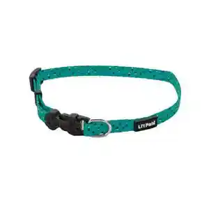Adjustable Patterned Dog Collar, Teal And Grey Diamonds, 3/8" X 06"-08"