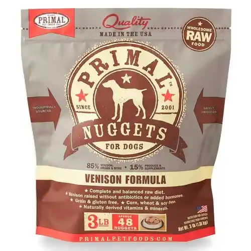Raw Frozen Canine Venison Formula Nuggets Dog Food 3-lb