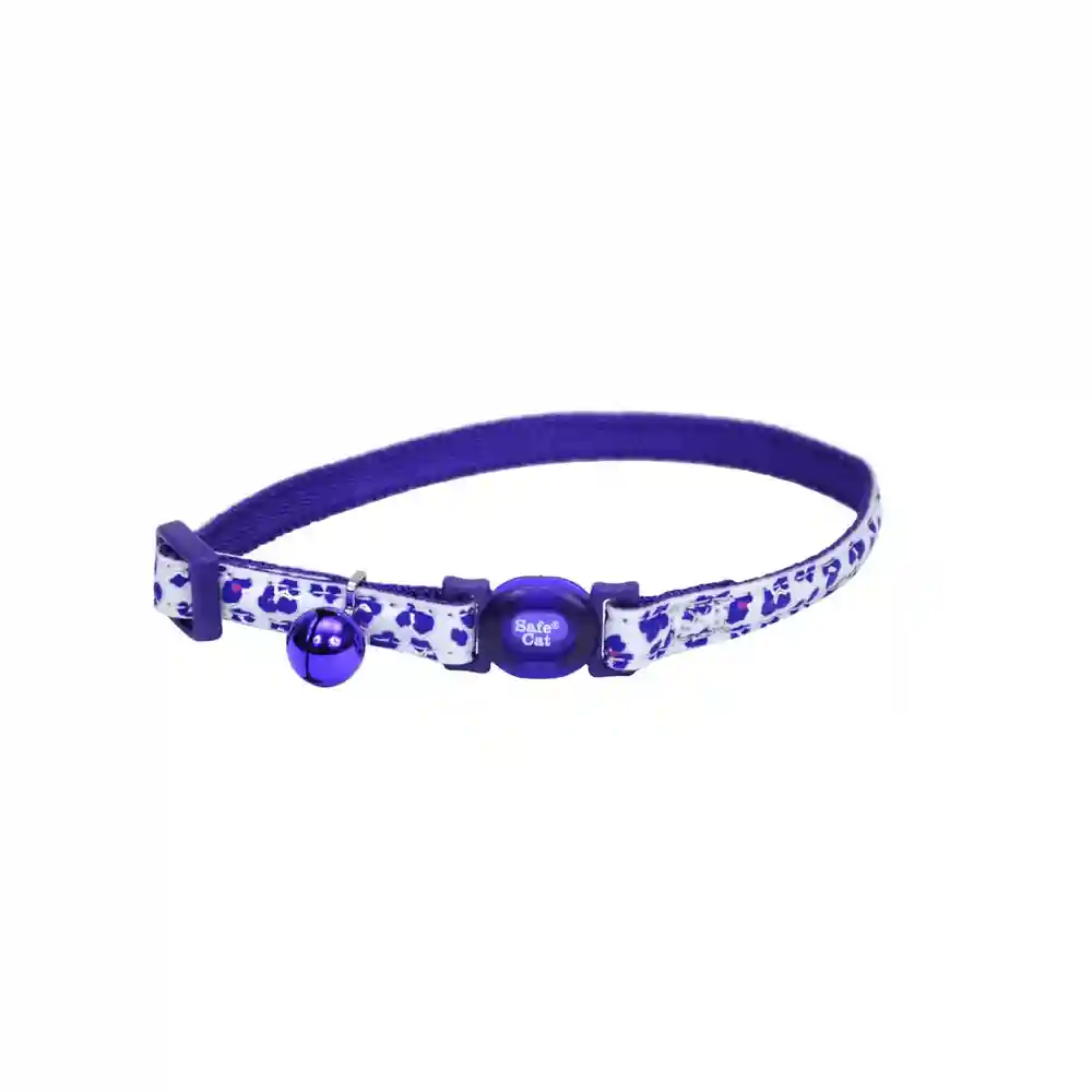 Glow In The Dark Adjustable Breakaway Collar - Glowing Purple Leopard 3/8" X 8" 12"