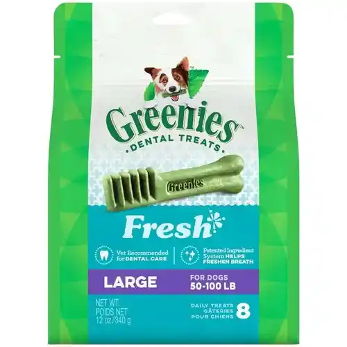 Dental Care Chews Lg Dog Treats Fresh - 12oz Pouch