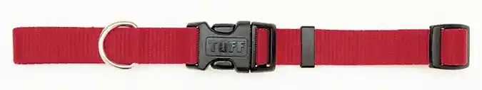 Adjustable Dog Collar With Plastic Buckle, Red, 3/4" X 14"-20"