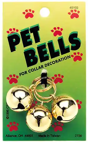 Round Cat Bells, Blue / White / Red, 3 Pack