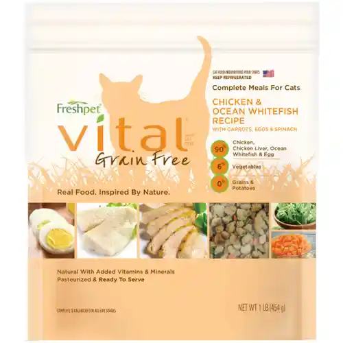 Vital Complete Meals Grain-free Chicken & Ocean White Fish Fresh Cat Food 1-lb