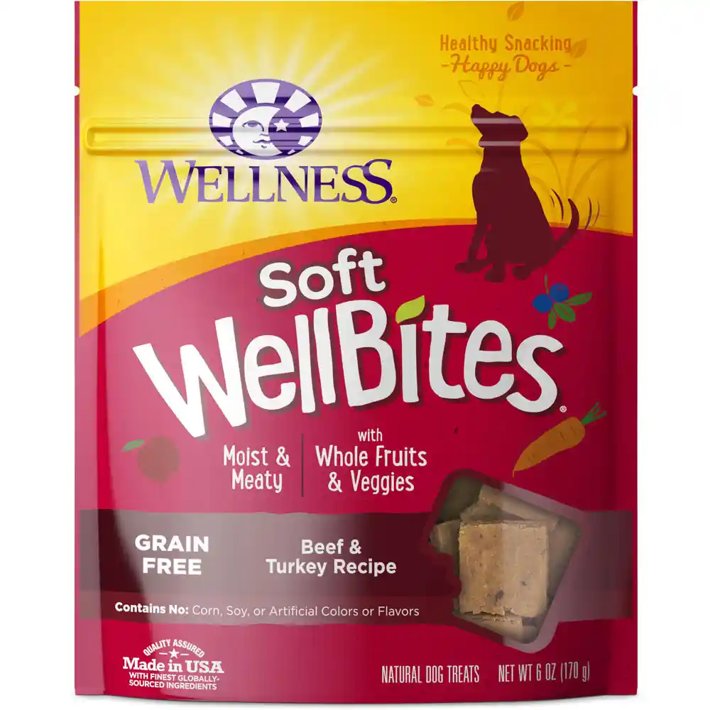 Natural Grain Free Wellbites Soft Beef & Turkey Recipe Dog Treats 6-oz