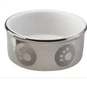 Stoneware Paw Print Titanium Dish 7"