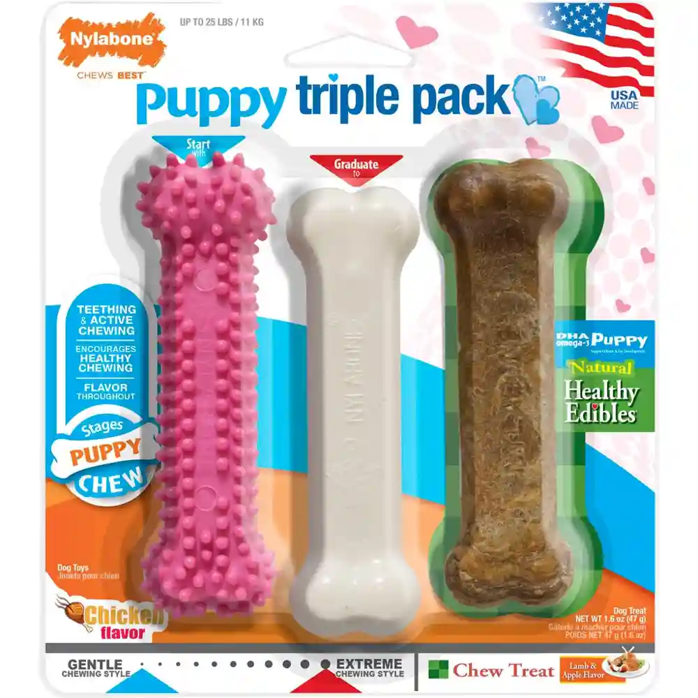 Puppy Chew Triple Pack Pink