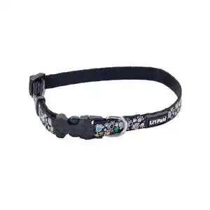Reflective Dog Collar, Teal Orange Paws, 3/8" X 08"-12"