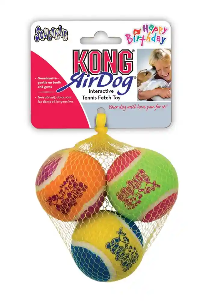 Kong Toy Tennis Ball Birthday Medium 3 Pieces