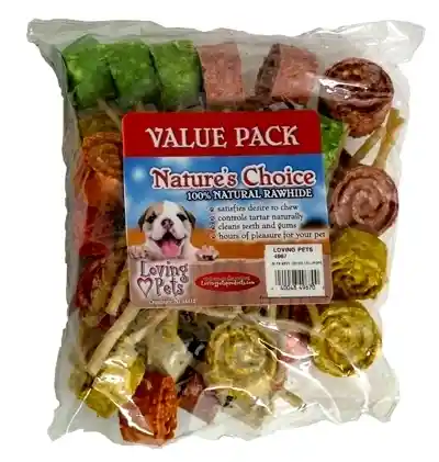 Loving Pets Rawhide Lollipop Assorted 20 Pack