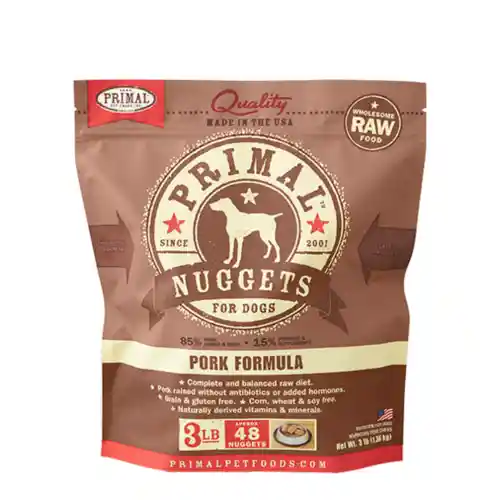 Raw Frozen Canine Pork Formula Nuggets Dog Food 3-lb