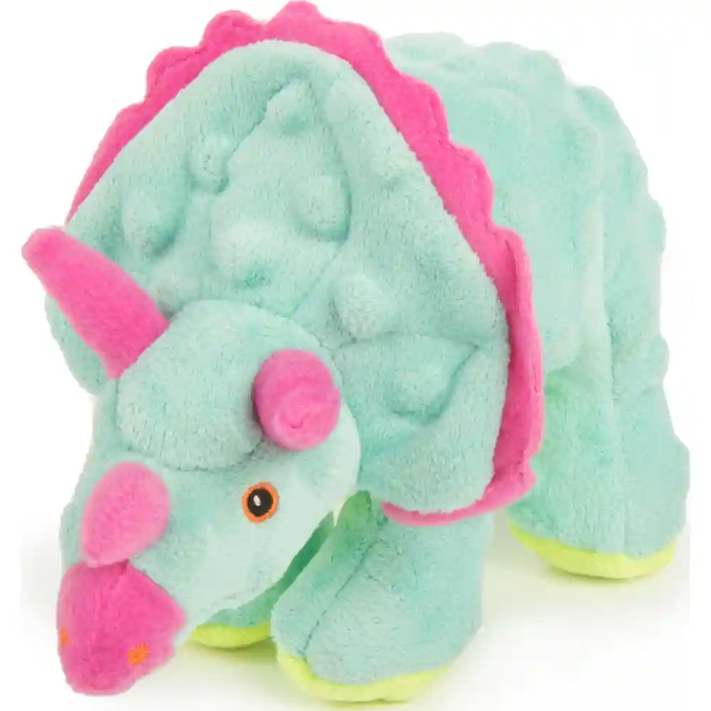 Worldwise Godog Dog Toy Dinos Triceratops Small Teal