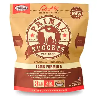 Raw Frozen Canine Lamb Formula Nuggets Dog Food 3-lb