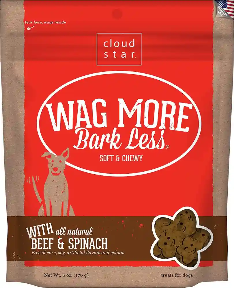 Wag More Bark Less Soft & Chewy Beef & Spinach Dog Treats 6-oz