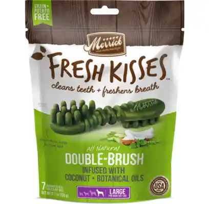 Fresh Kisses Double-brush Coconut Oil & Botanicals Small Grain-free Dental Dog Treats L Dog - 7 Coun