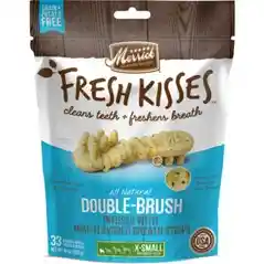 Fresh Kisses Double-brush Mint Breath Strips Grain-free Dental Dog Treats Xs Dog - 33 Count