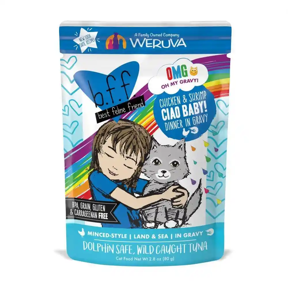 Bff Oh My Gravy Ciao Baby Grain Free Chicken & Shrimp In Gravy Cat Food Pouches 2.8-oz