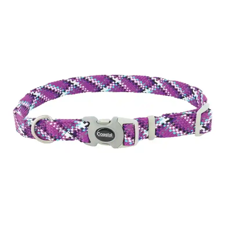 Pro Active Adjustable Woven Reflective Dog Collar Woven Violet 3/4 X 12-18-in