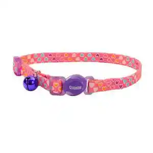Fashion Adjustable Breakaway Cat Collar, Multi-colored Hearts, 3/8" X 08"-12"