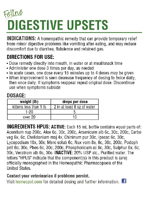 Homeopet Digestive Upset Cat 15 Ml